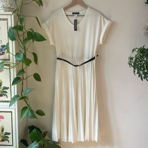 Elizabeth & Nicole white pleated skirt midi dress